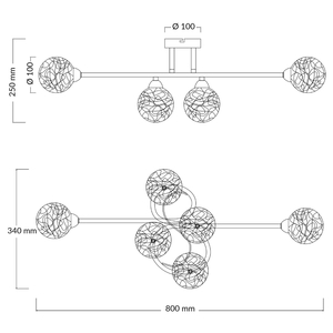Ronda 6 Light Antique Brass with Mesh Ball Shade